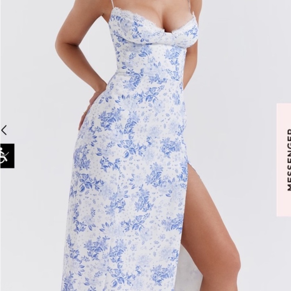 House of CB Blue and White Floral Midi Dress - Picture 7 of 10